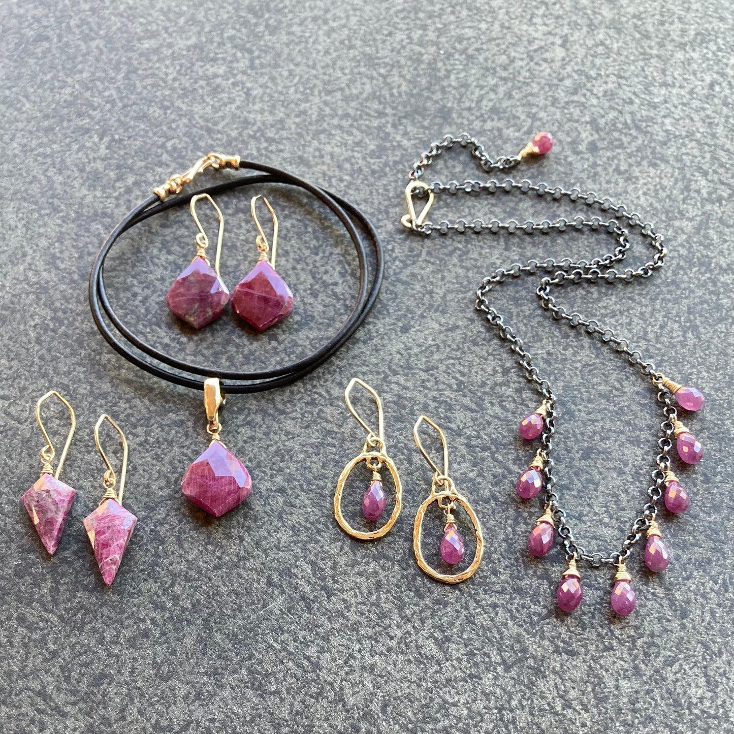 Ruby & Gold Earrings