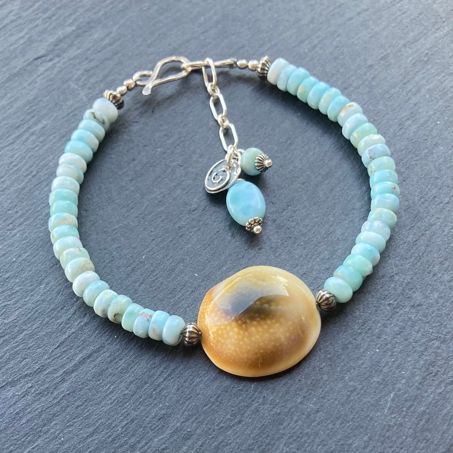 Larimar & Sterling Silver Shiva Eye Bracelet