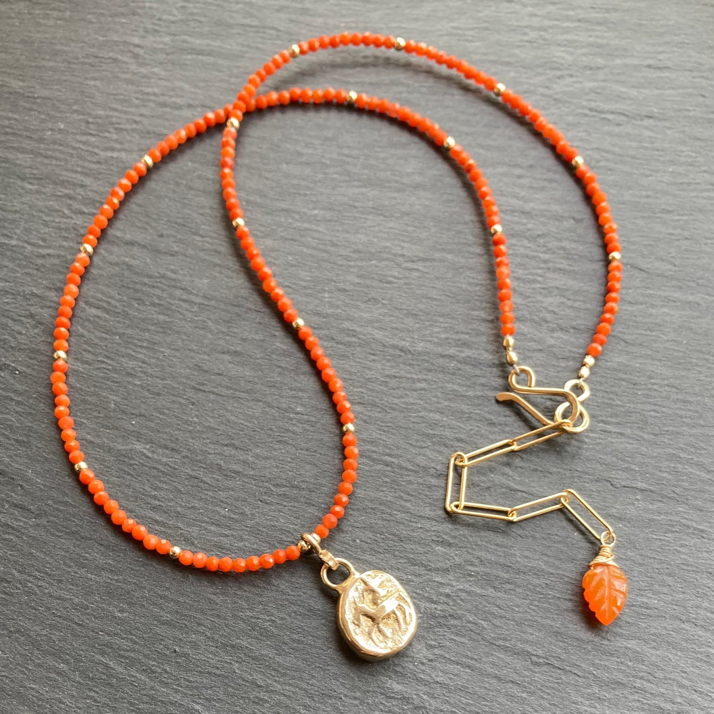 Red Agate, Gold & Bronze Ancient Coin Choker