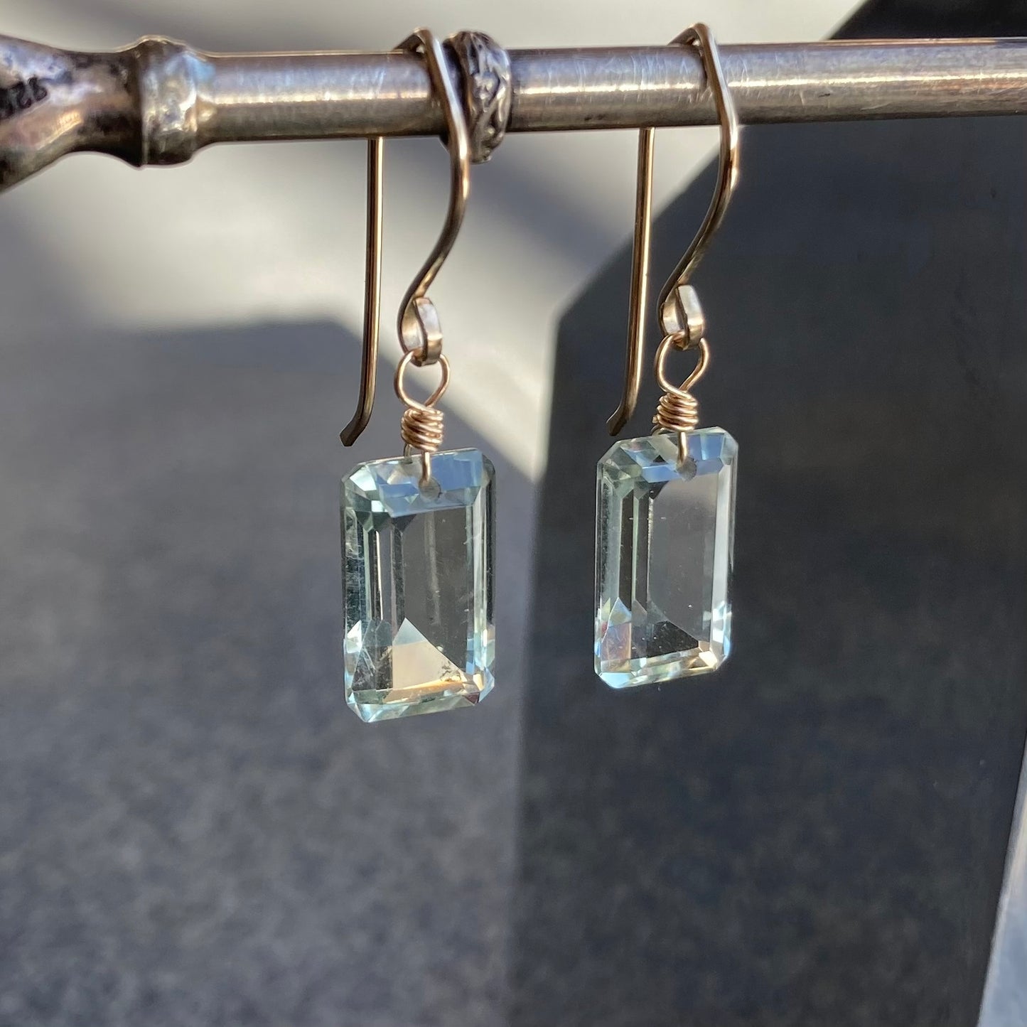 Prasiolite & Gold Earrings