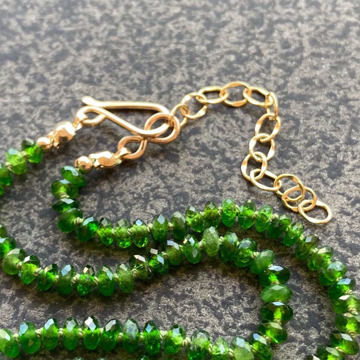 Chrome Diopside Hand Knotted Silk Necklace