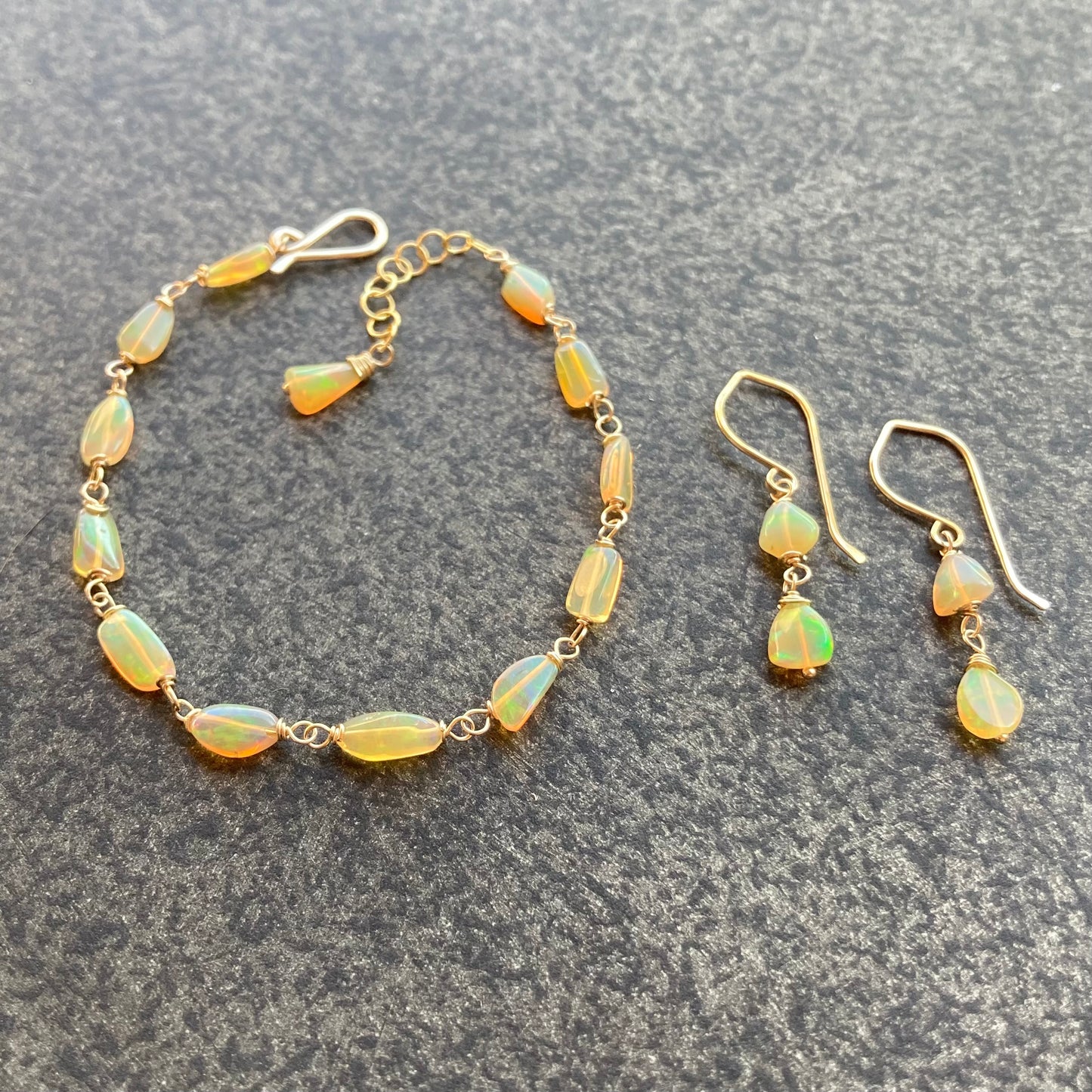 Ethiopian Golden Opal & Gold Bracelet