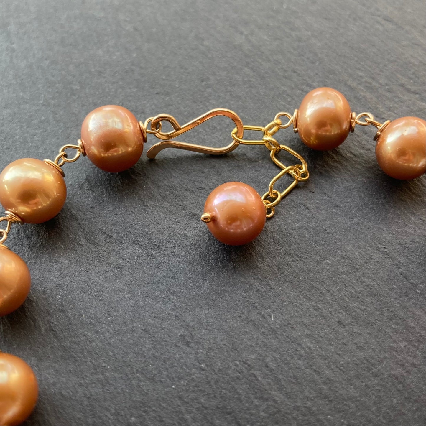 Champagne Pearl & Gold Bracelet