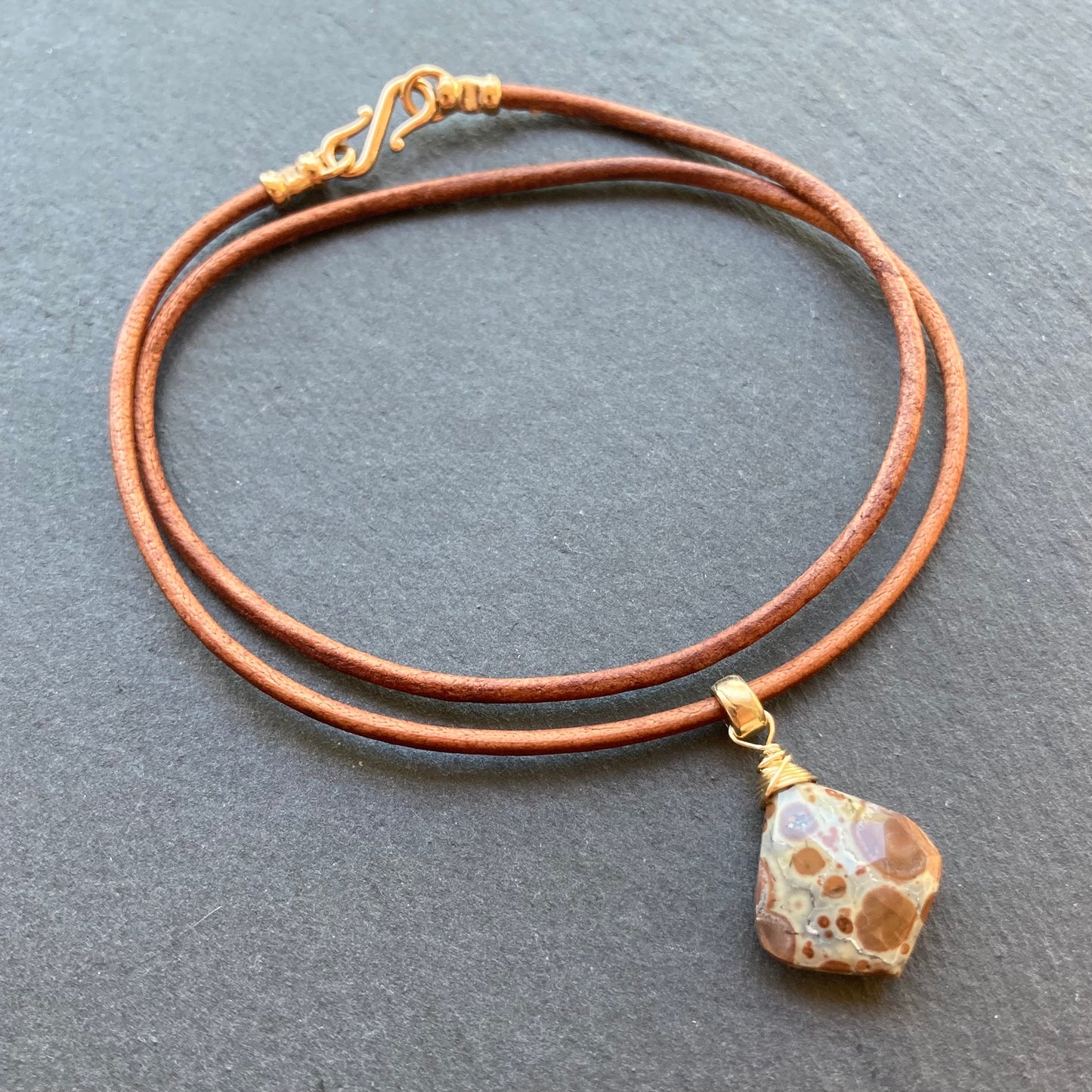 Asteroid Jasper & Bronze Leather Choker