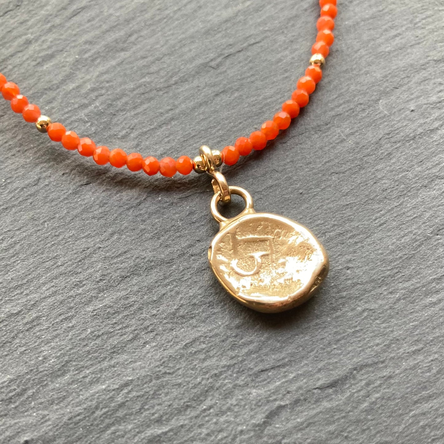 Red Agate, Gold & Bronze Ancient Coin Choker