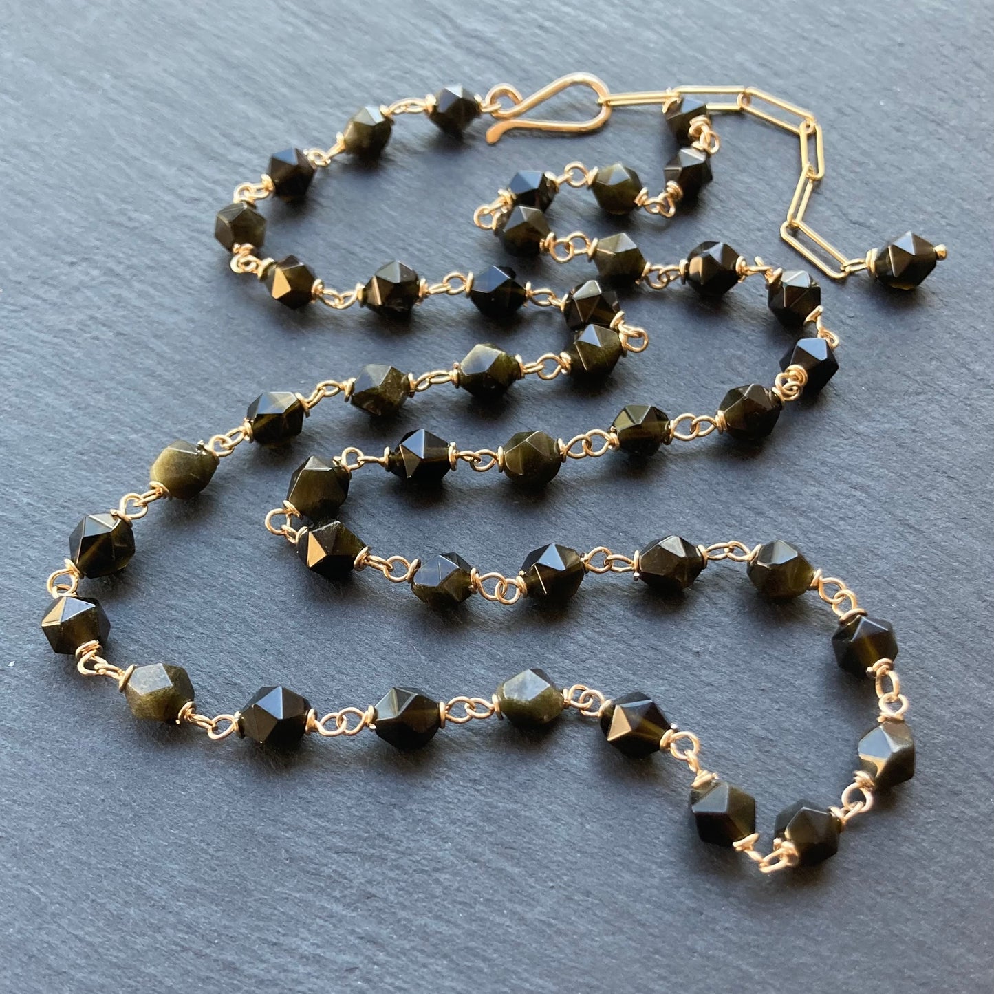 Golden Obsidian & Gold Necklace