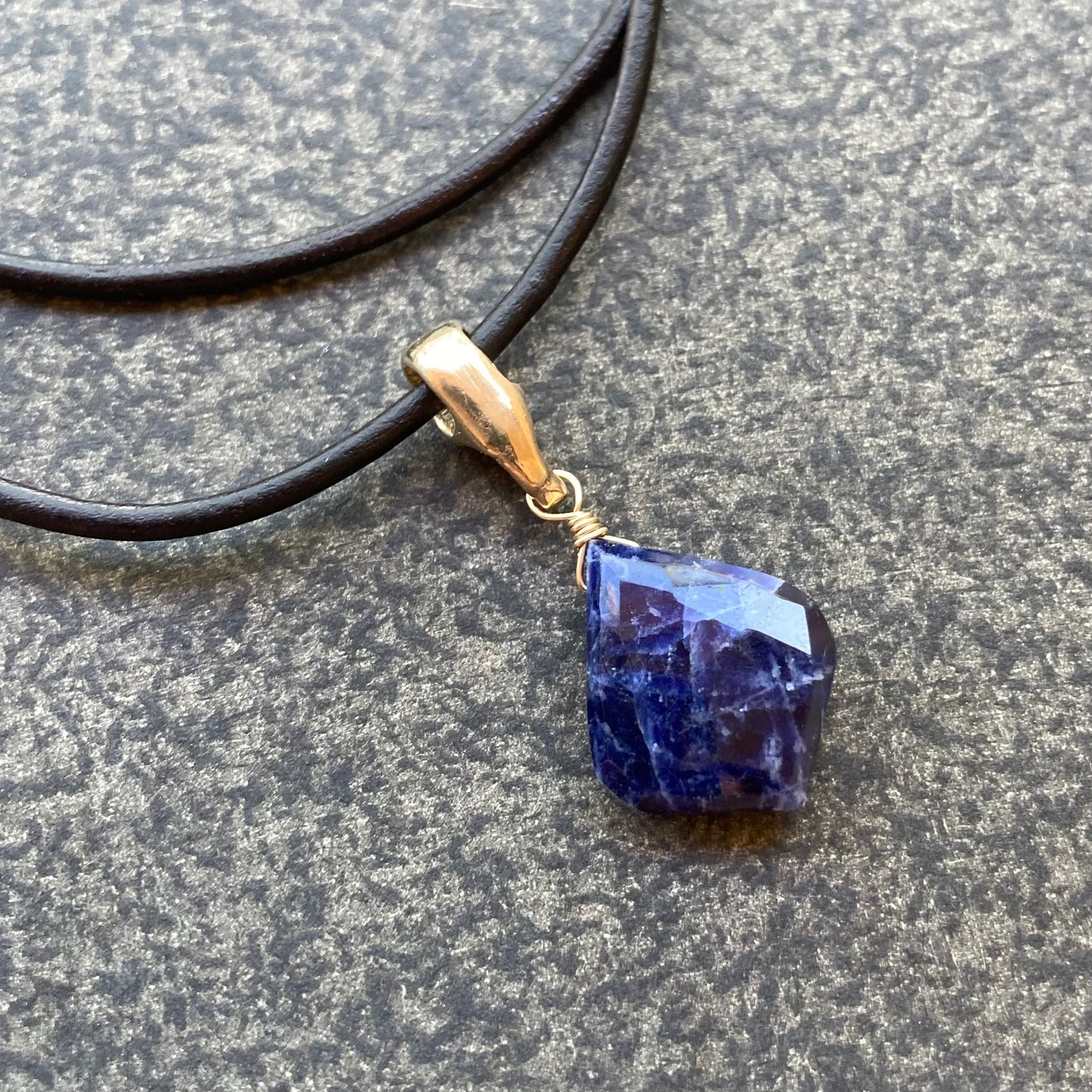 Sodalite & Bronze Leather Choker