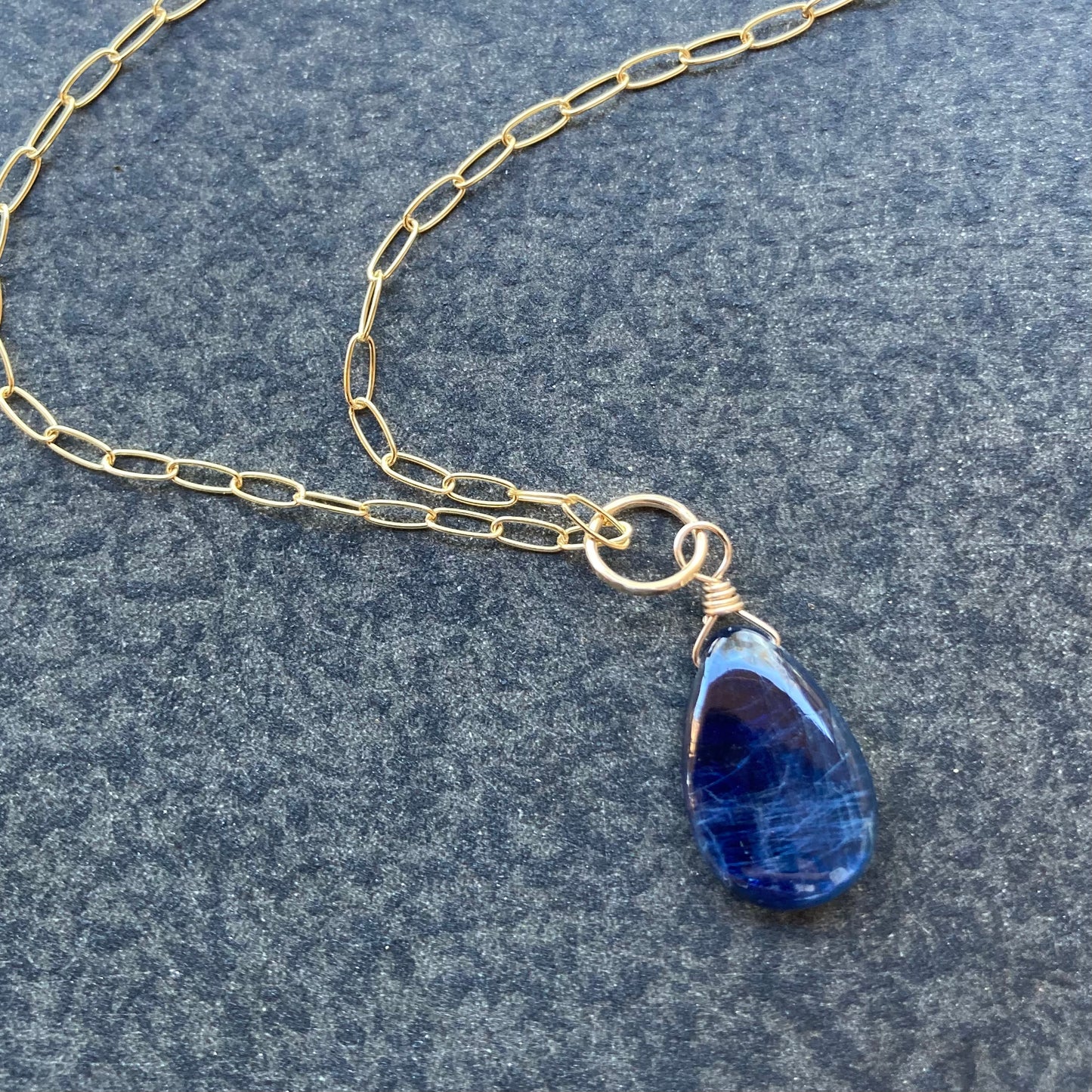 Blue Kyanite & 14k Gold Pendant Necklace