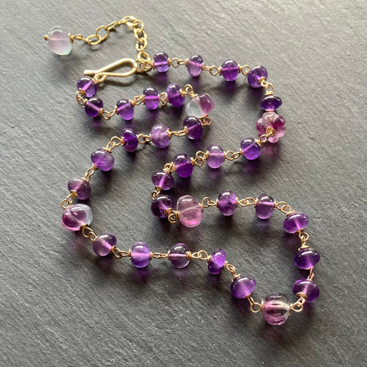 Amethyst, Fluorite & Gold Choker