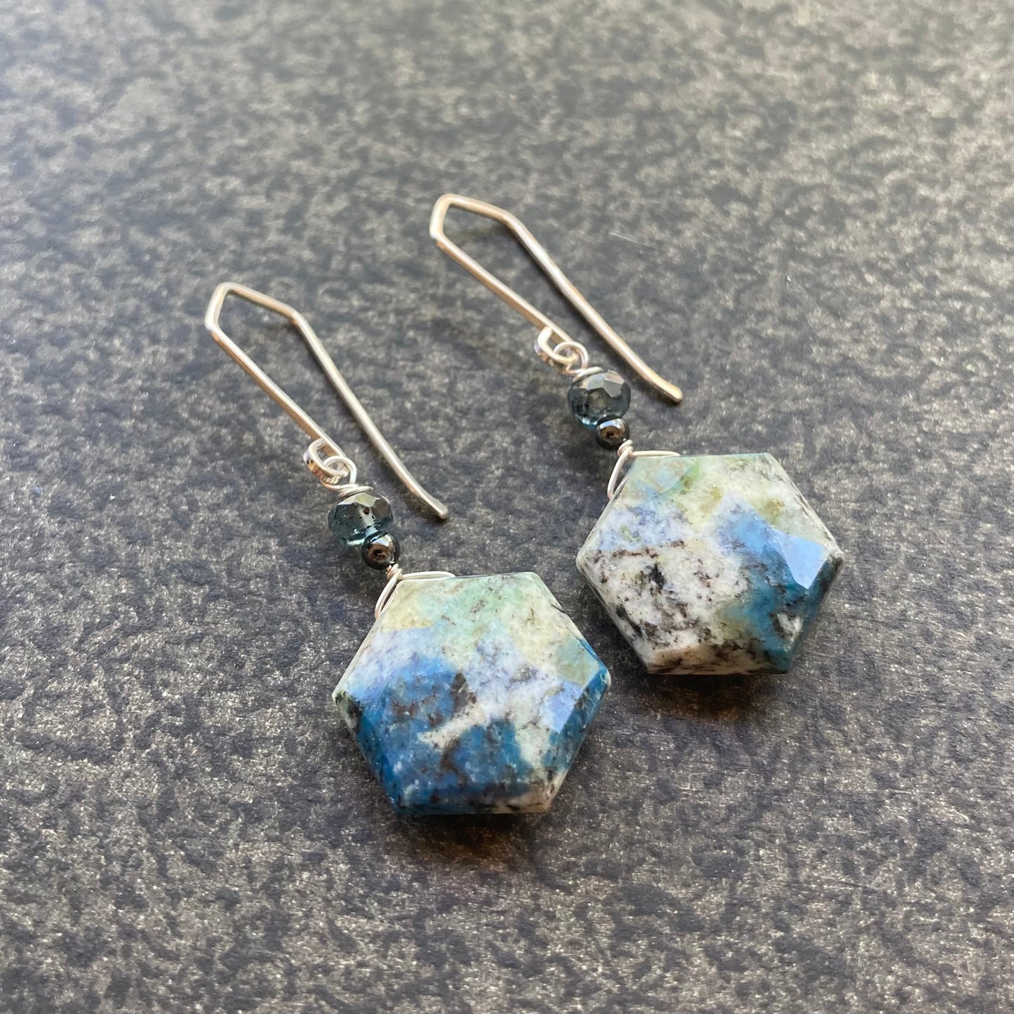 K2 Jasper, Moss Kyanite & Sterling Silver Earrings