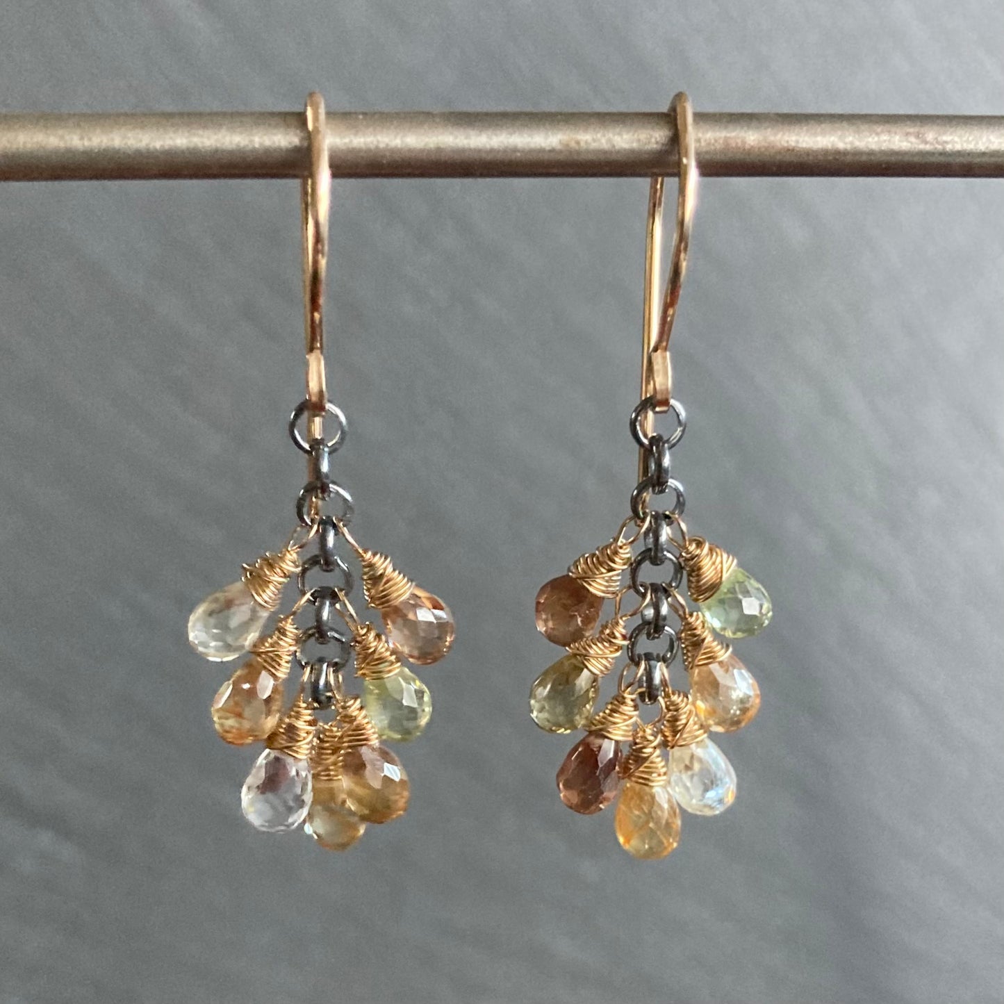 Natural Zircon & Mixed Metal Cascade Earrings