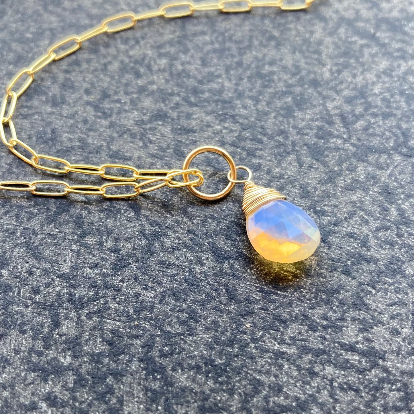 EthiopianOpal & Gold Pendant Necklace 18”