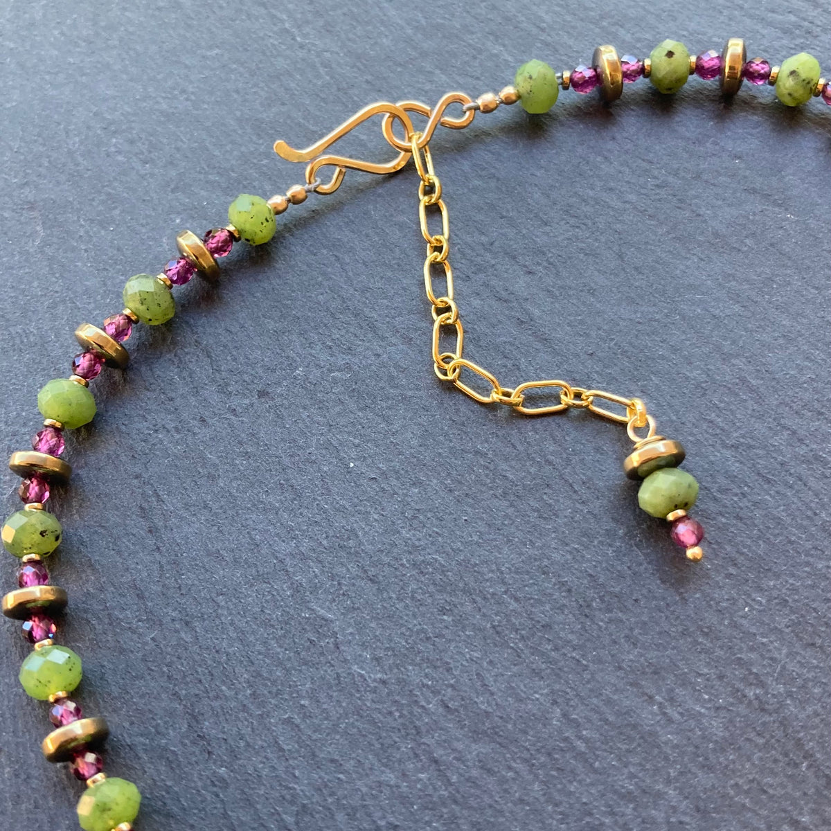 Vesuvianite & Purple Garnet Necklace