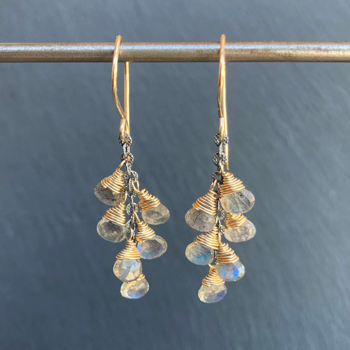 Labradorite & Mixed Metal Cascade Earrings