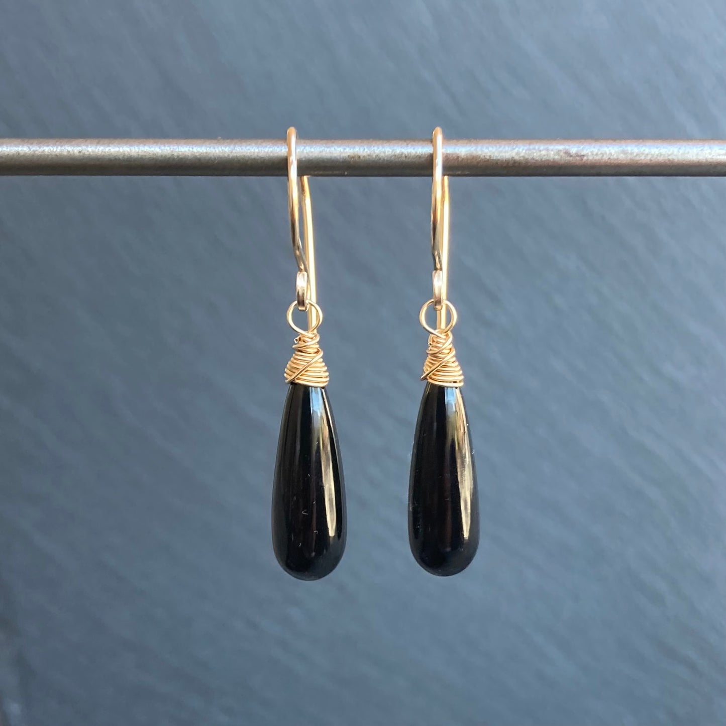 Black Onyx & Gold Earrings