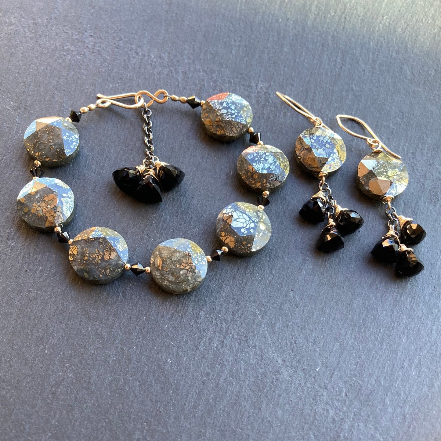 Nipomo Marcasite in Agate & Mixed Metal Tassel Bracelet