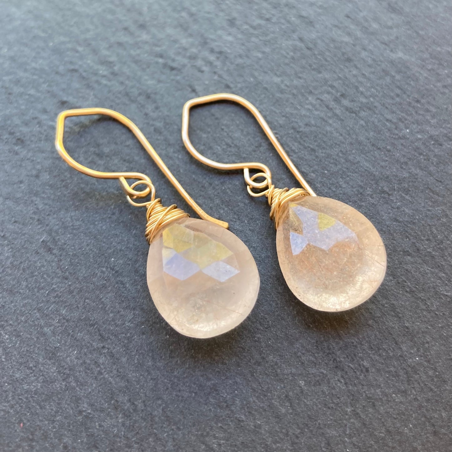 Copper Rutilated Quartz & Gold Earrings