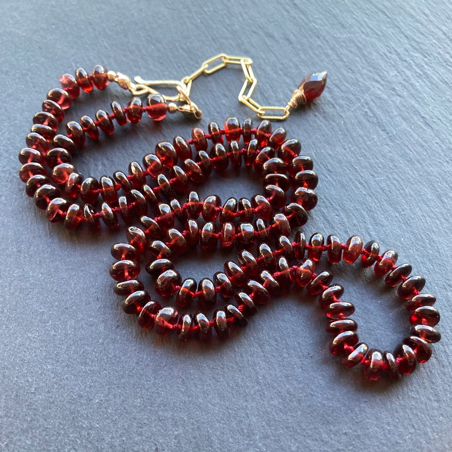 Mozambique Garnet Hand Knotted Silk Necklace