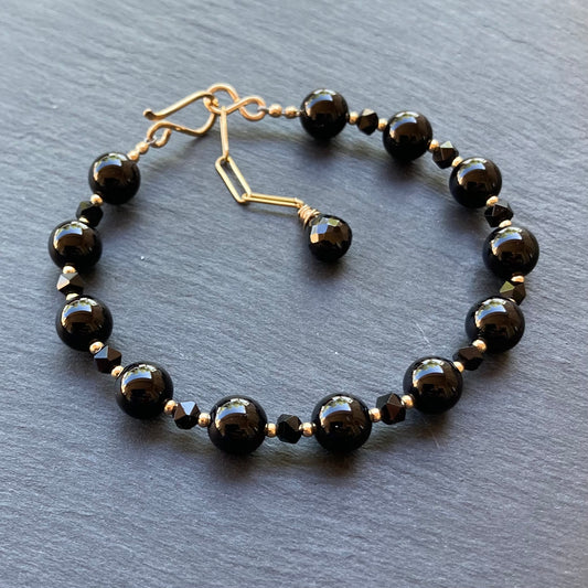 Black Onyx & Gold Bracelet
