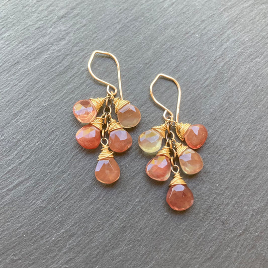 Andesine Labradorite & Mixed Metal Cascade Earrings