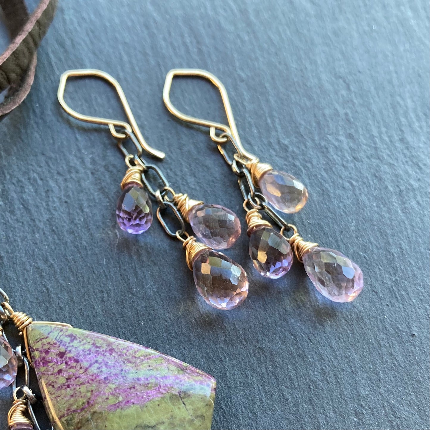 Ametrine & Mixed Metal Cascade Earrings