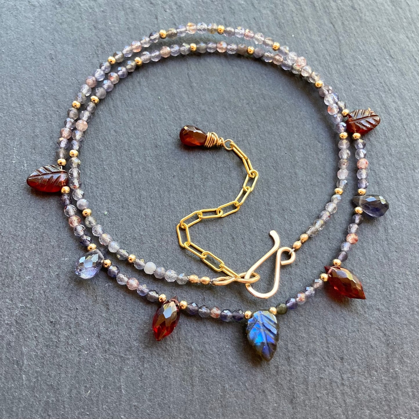 Iolite Sunstone & Multi Gemstone Charm Choker