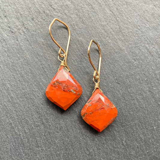 Red Jasper & Gold Earrings
