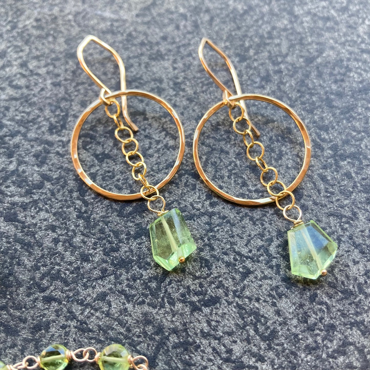 Peridot & Gold Hoop Earrings