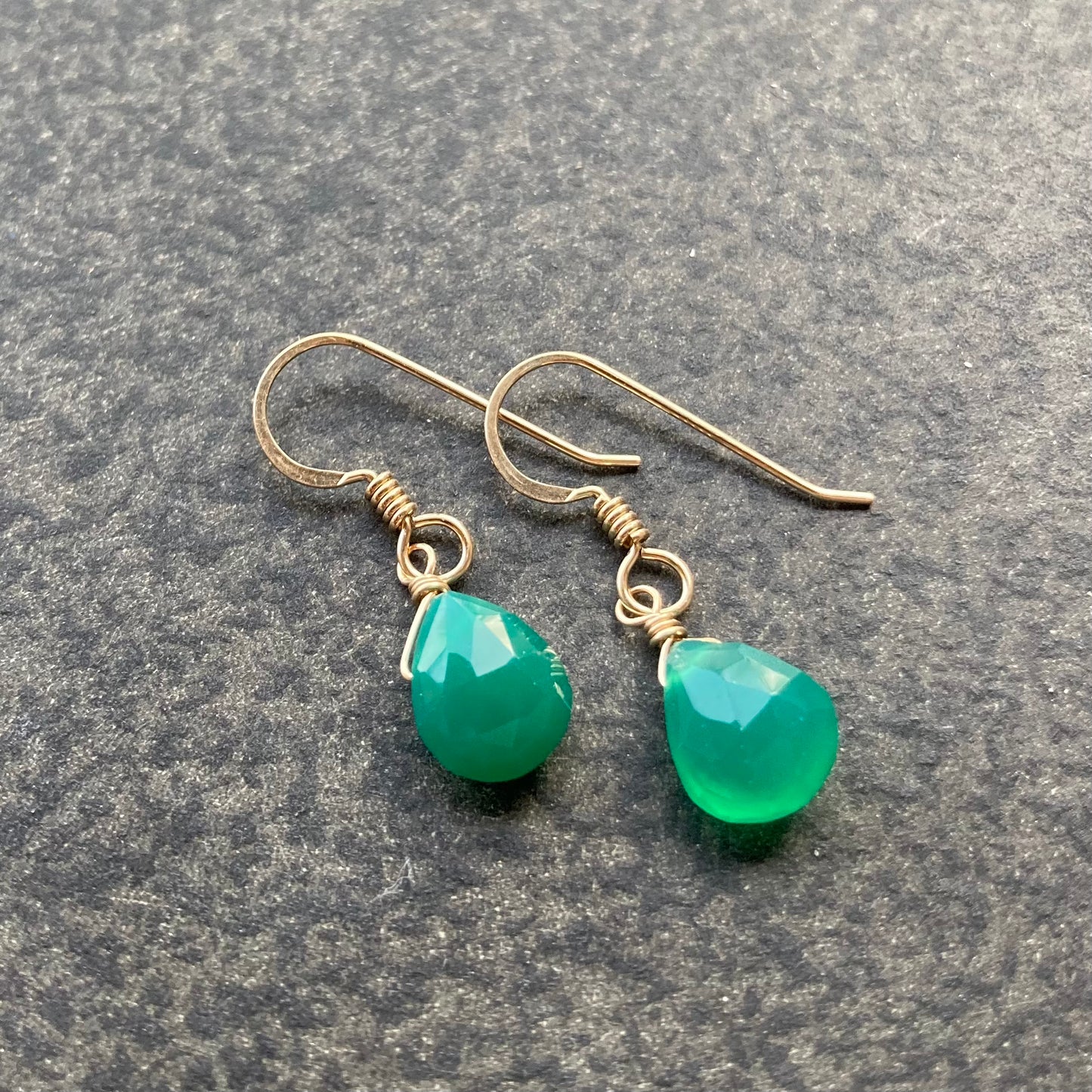 Green Onyx & 14k Gold Earrings