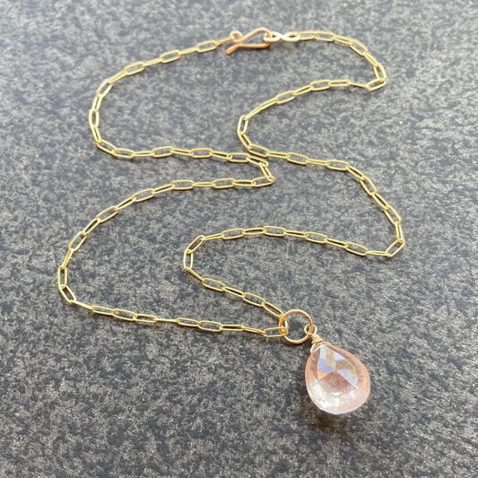 Copper Rutilated Quartz & Gold Pendant Necklace