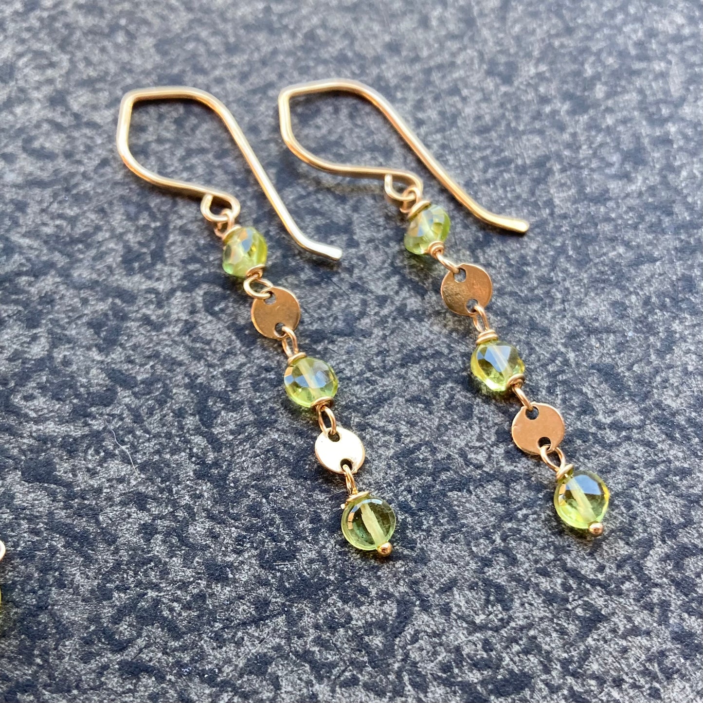 Peridot & Gold Coin Earrings