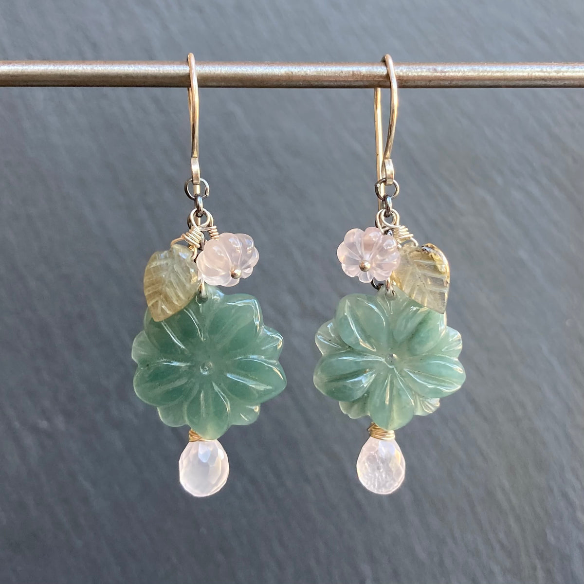 Guatemalan Jade & Sterling Silver Winter Succulent Earrings