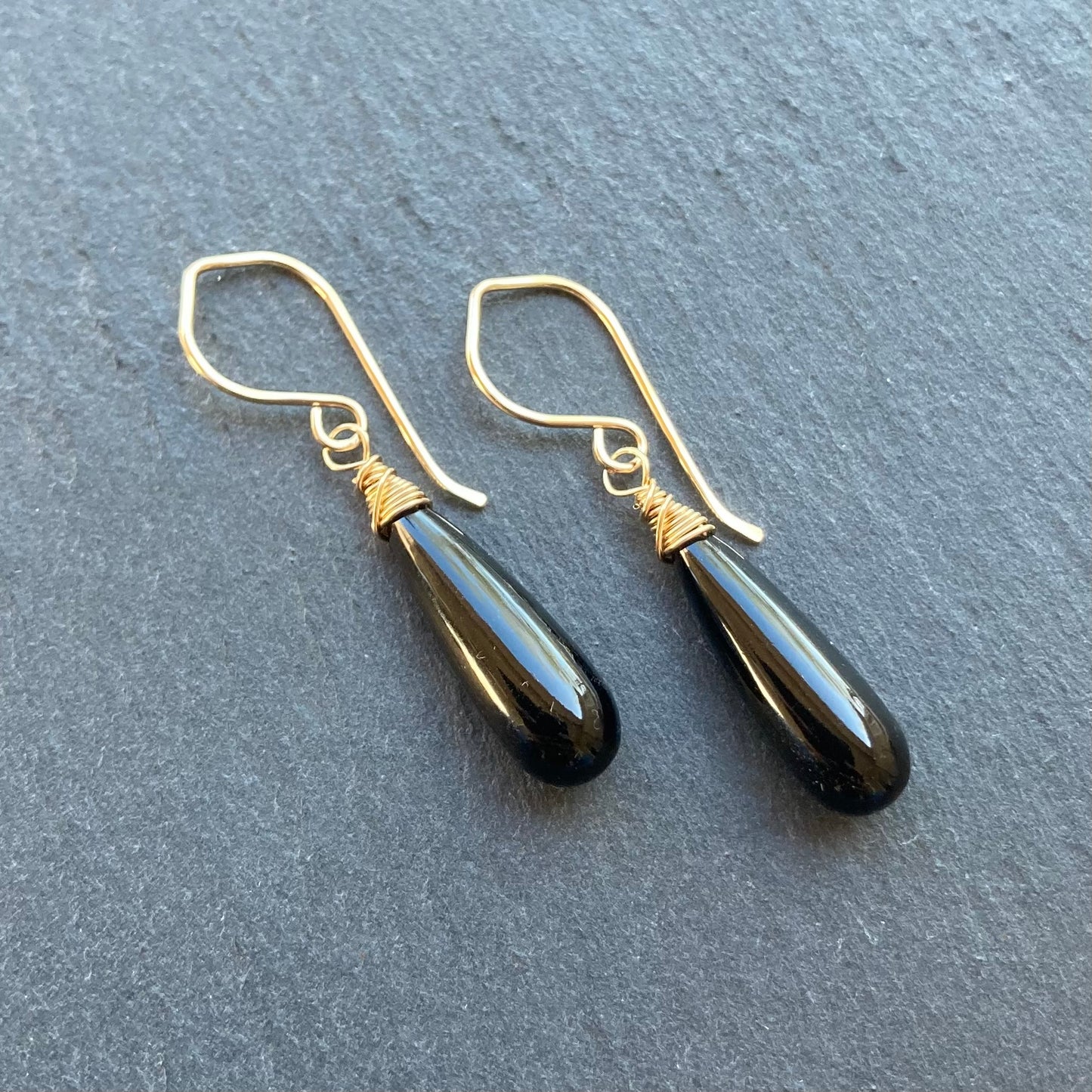 Black Onyx & Gold Earrings