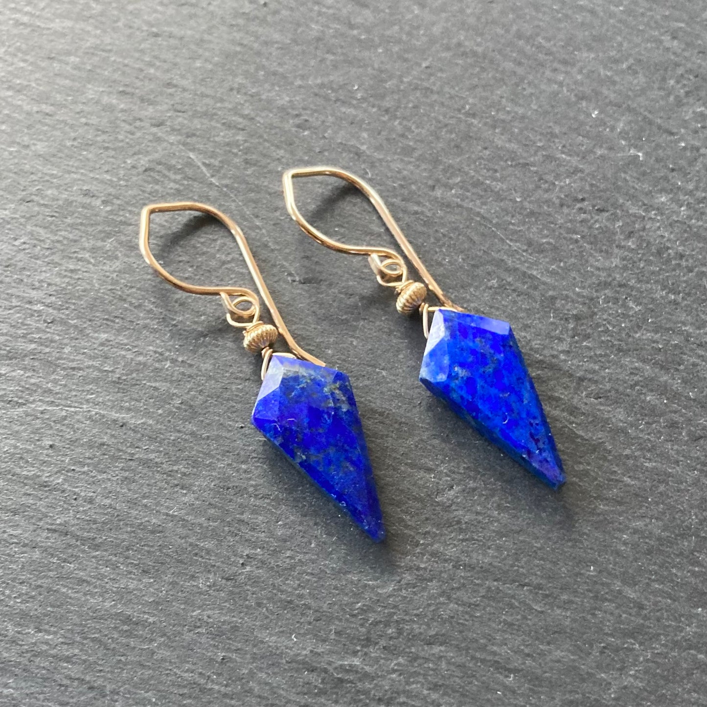 Lapis Lazuli & Gold Arrowhead Earrings