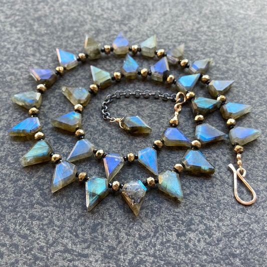 Labradorite, Black Spinel & Pyrite Spike Collar