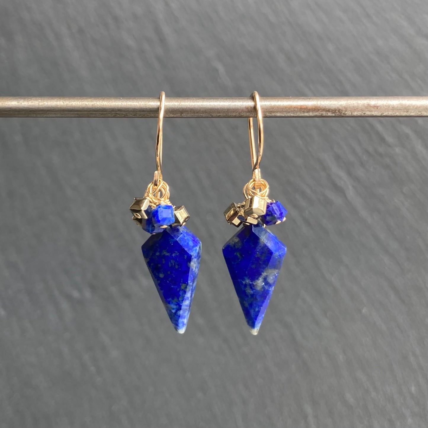 Lapis Lazuli & Gold Arrowhead Earrings