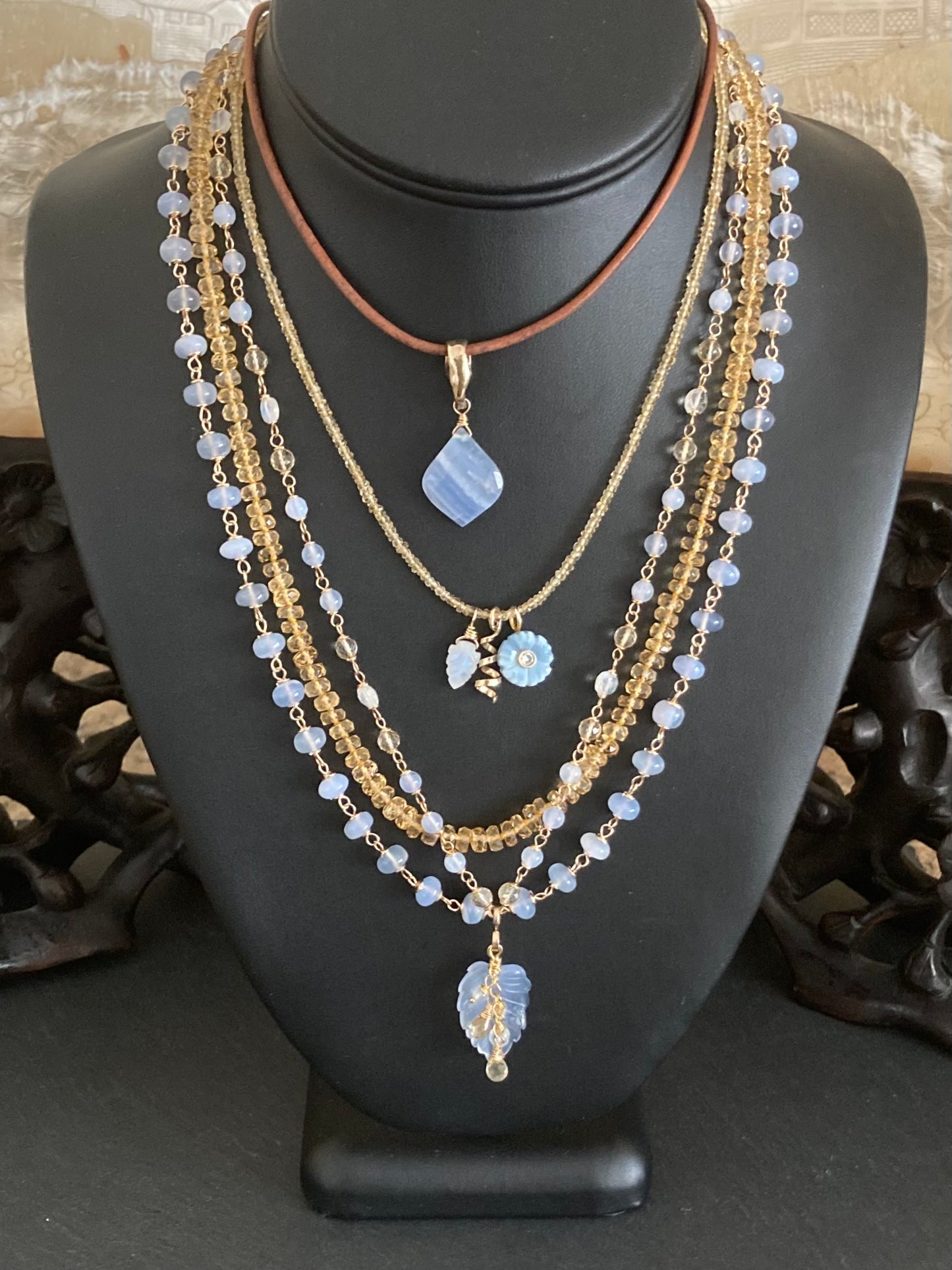 Citrine Hand Knotted Silk Necklace