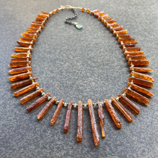 Orange Kyanite & Aqua Apatite Fire & Ice Choker