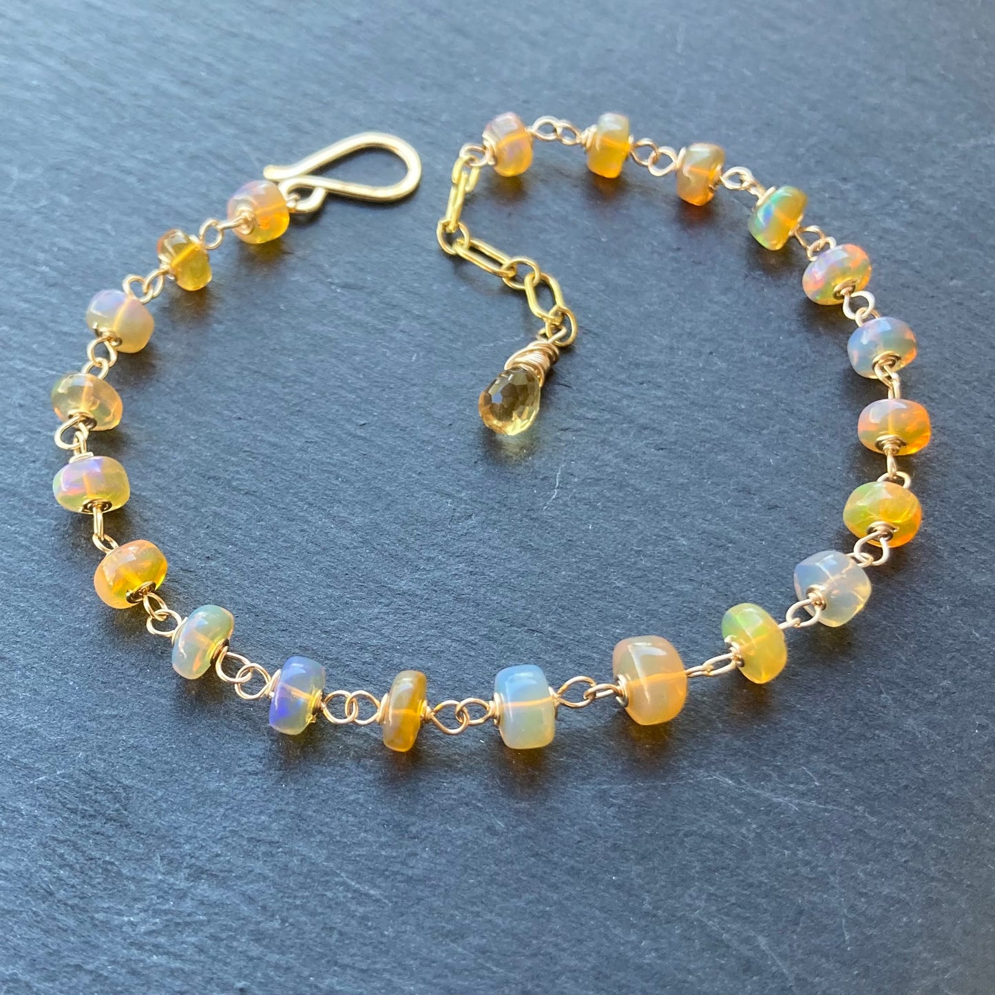 Ethiopian Golden Opal & Gold Bracelet