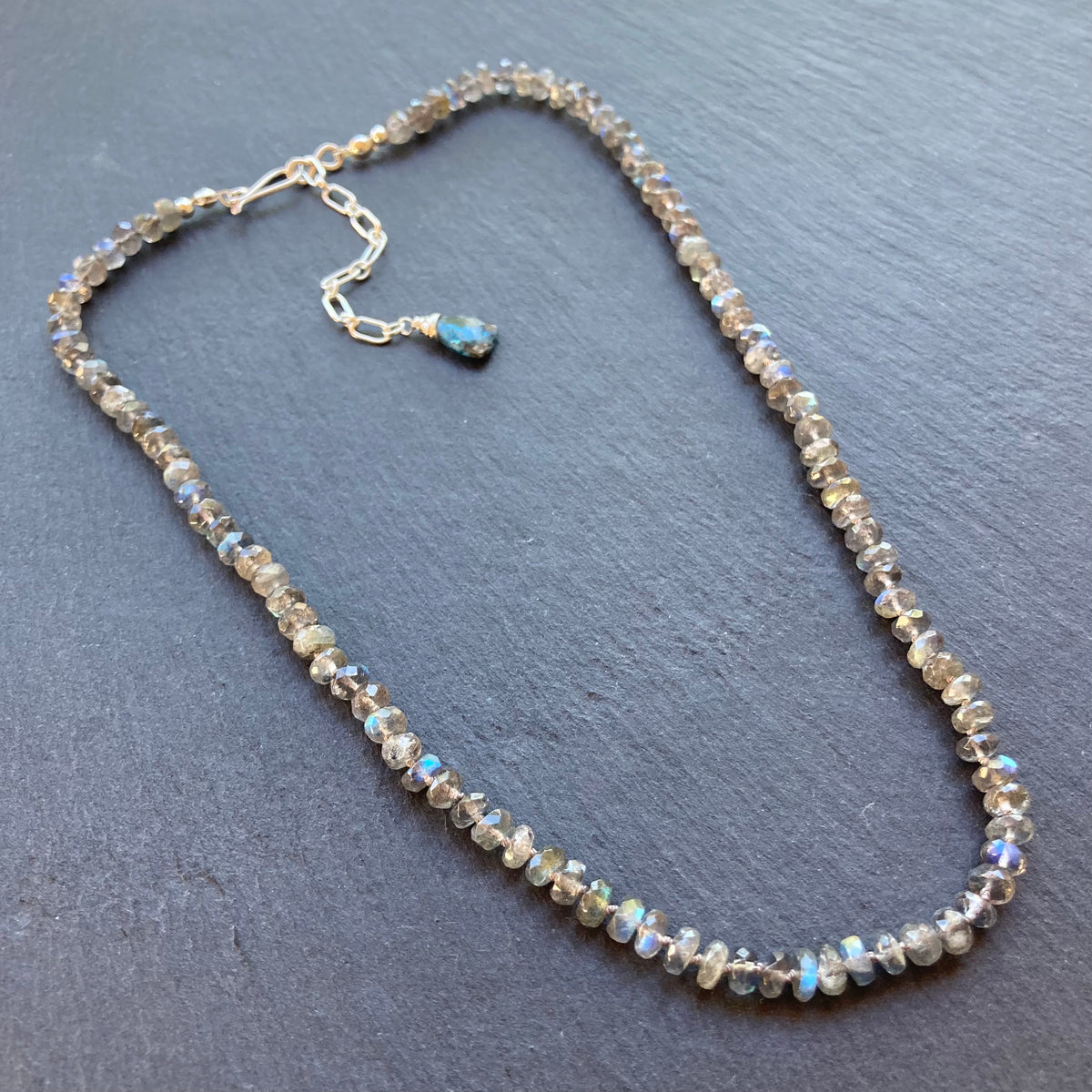 Labradorite Hand Knotted Silk Necklace