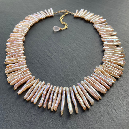 Angel Pink Biwa Pearl Collar