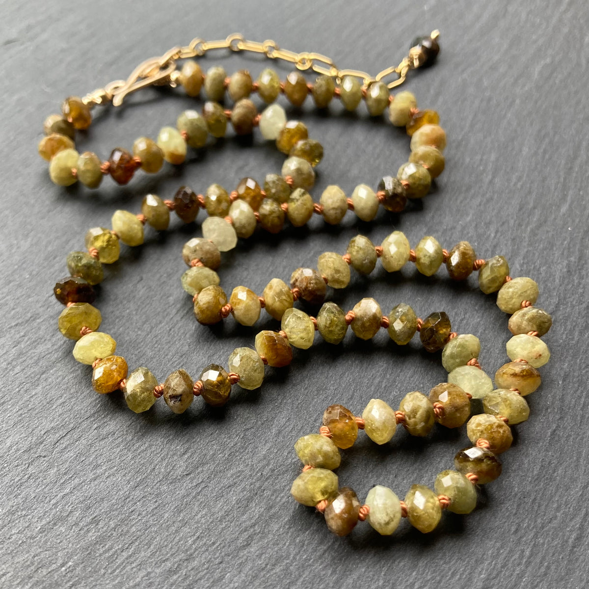 Grossularite Garnet Hand Knotted Silk Necklace