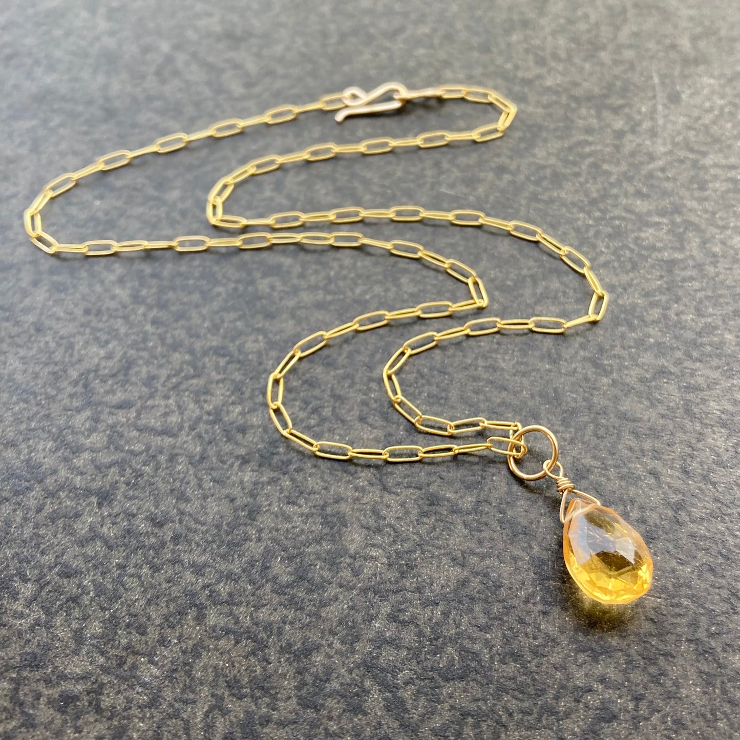 Citrine & 14k Gold Pendant Necklace