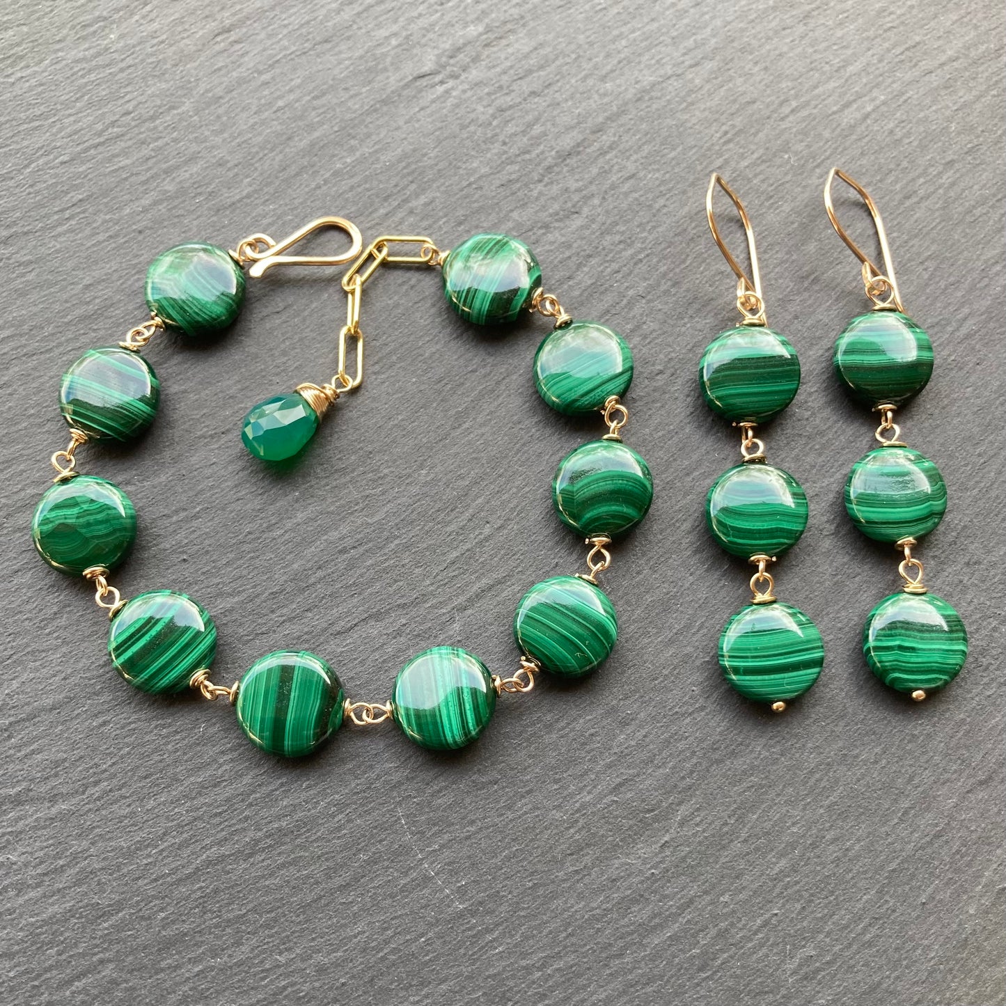 Malachite & Gold Earrings