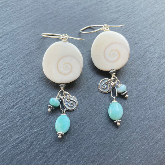 Larimar & Sterling Silver Shiva Eye Earrings