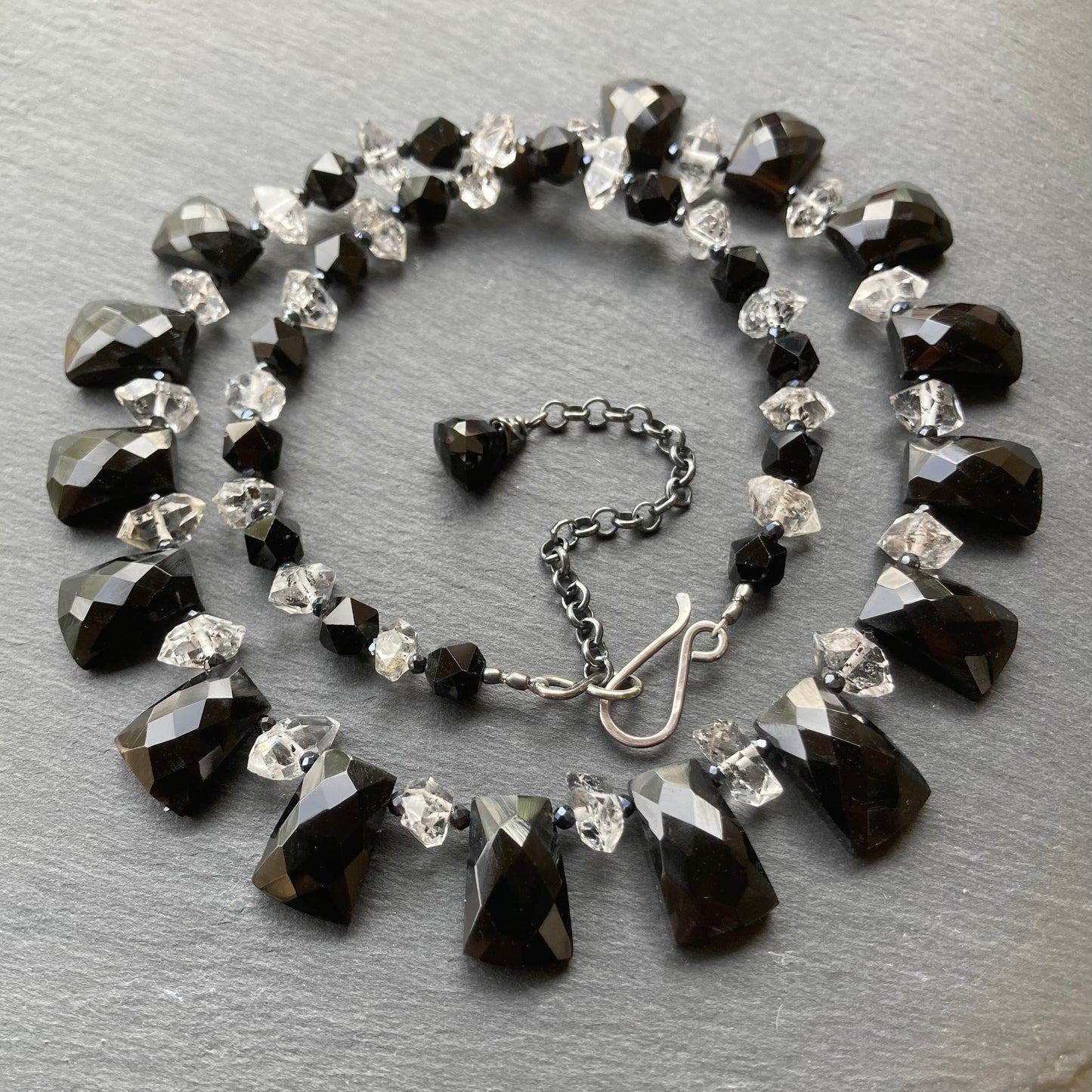 Black Onyx & Herkimer Diamond Necklace