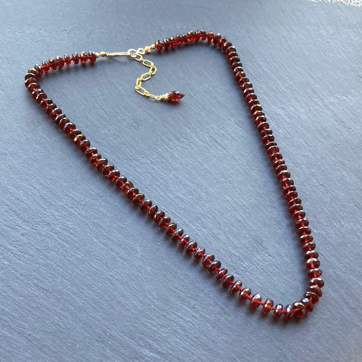 Mozambique Garnet Hand Knotted Silk Necklace