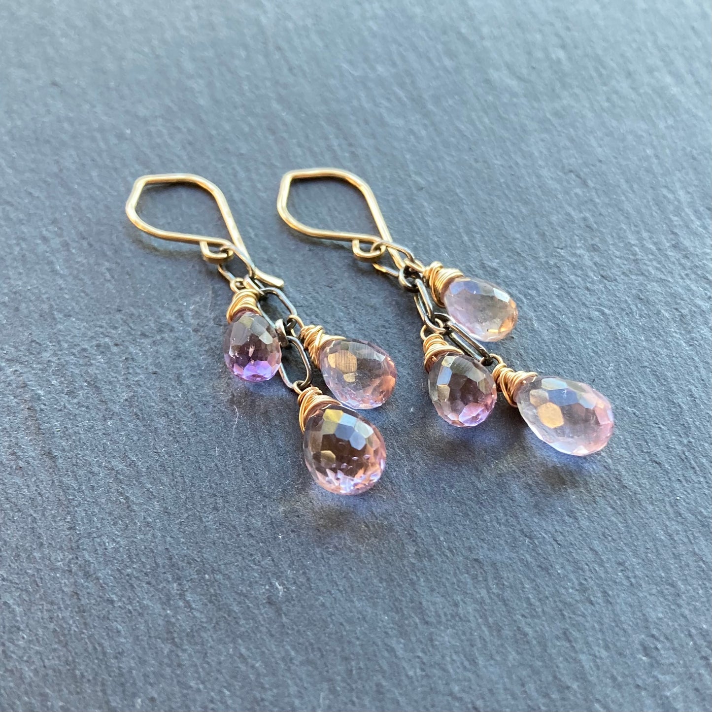 Ametrine & Mixed Metal Cascade Earrings