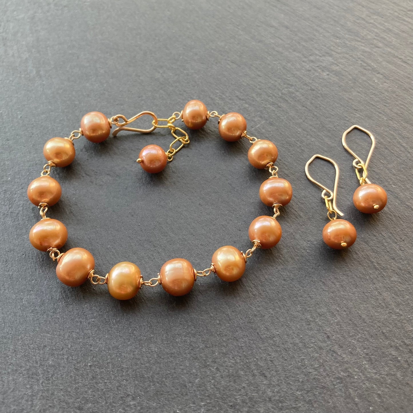 Champagne Pearl & Gold Earrings