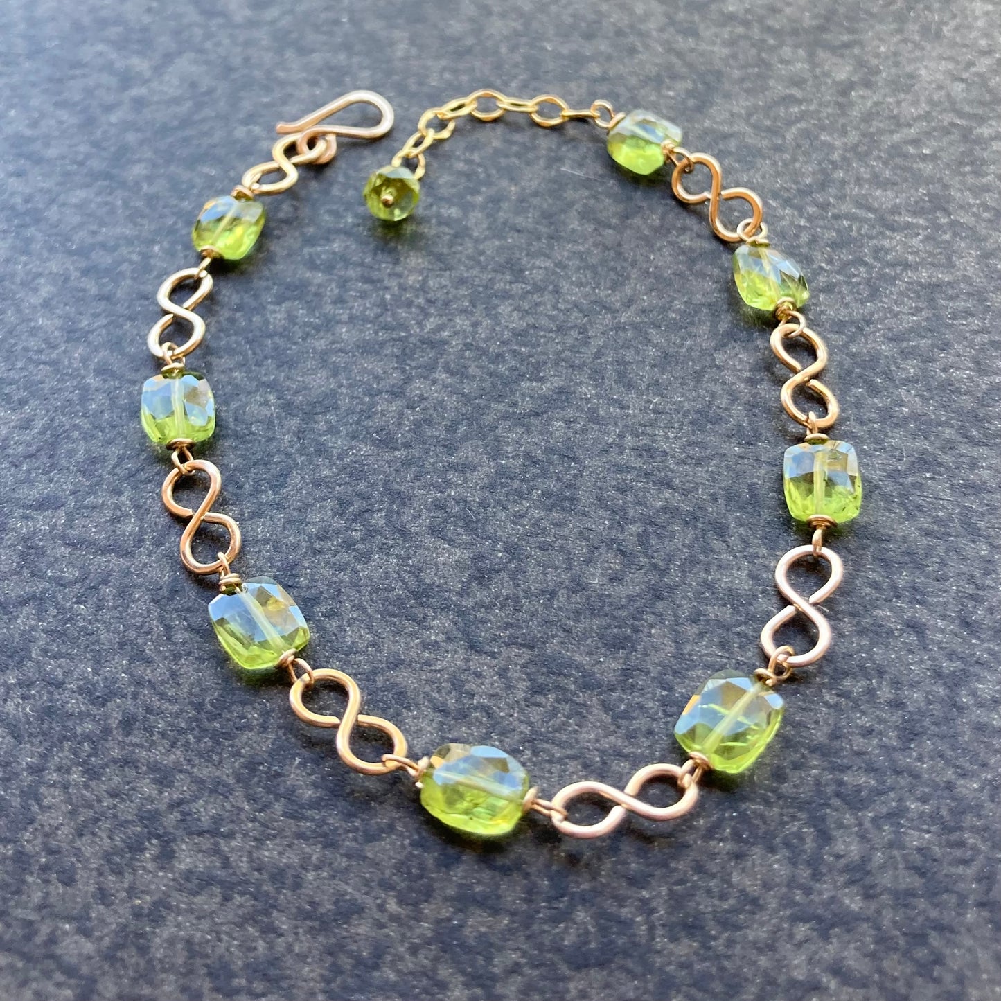 Peridot & Gold Infinity Link Bracelet